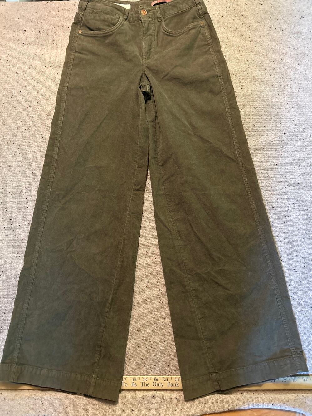 Pilcro Anthropologie Wide Leg Corduroy Pants 25 Olive Green Academia